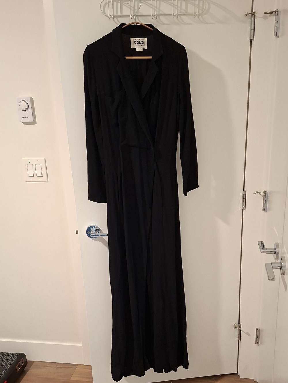 Stone Cold Fox Black Tuxedo-style Ultra Maxi Length Evening Gown (Size XS/S)